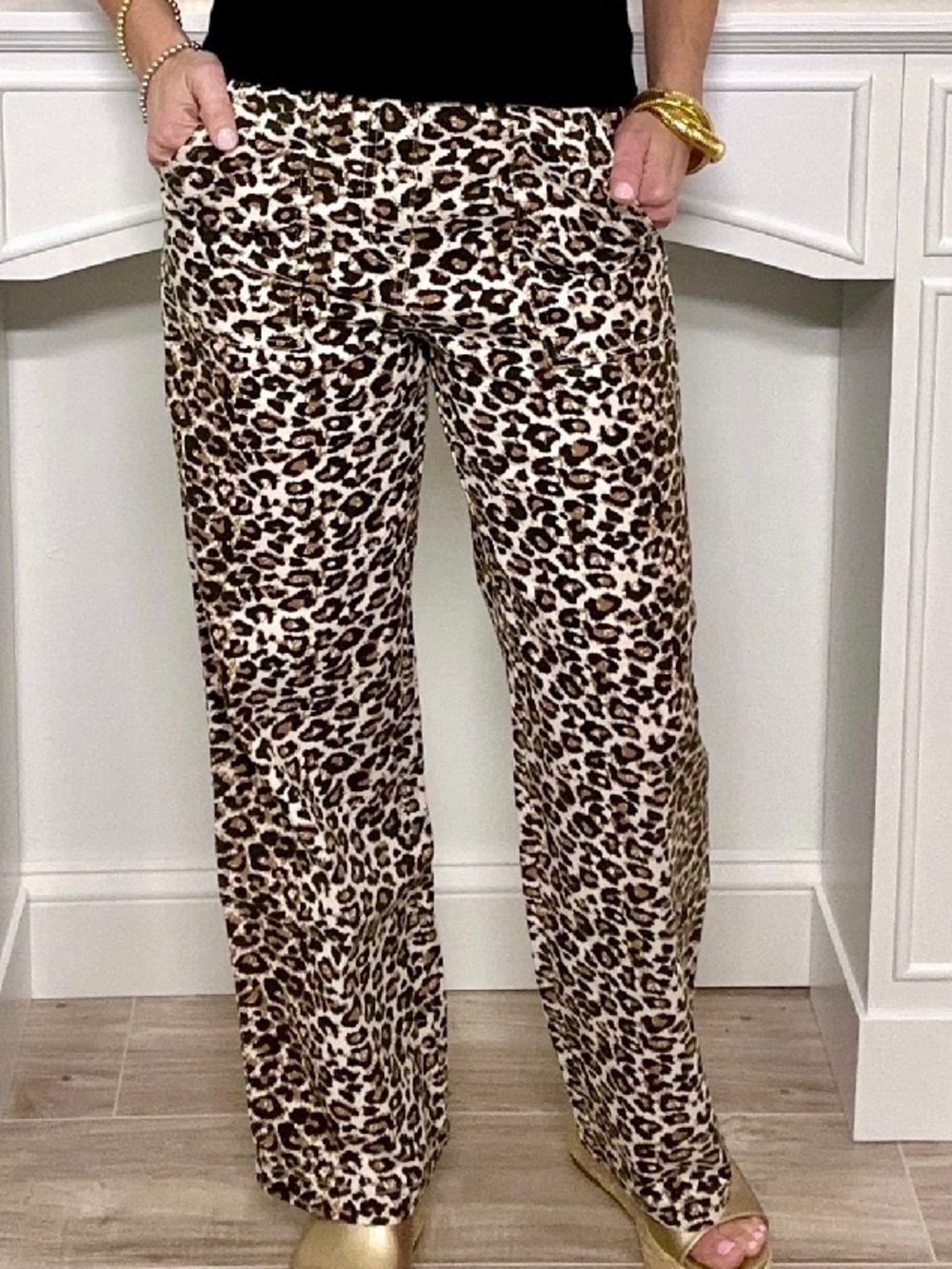 New w tags. Leopard cheetah jeans Skies are Blue small extra small